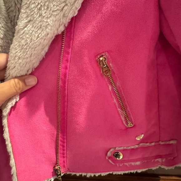 Juicy Couture Pink and White Cropped Jacket with Cozy Collar - Picture 3 of 6